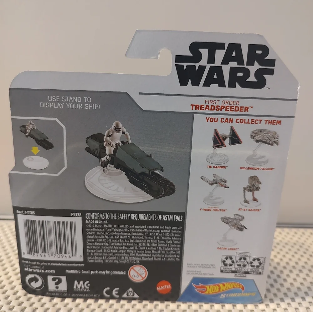 Hot Wheels Starships First Order Treadspeeder Star Wars Die-Cast NWT Disney